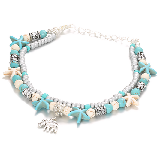 Sea Star Bead Double Ankle Bracelet