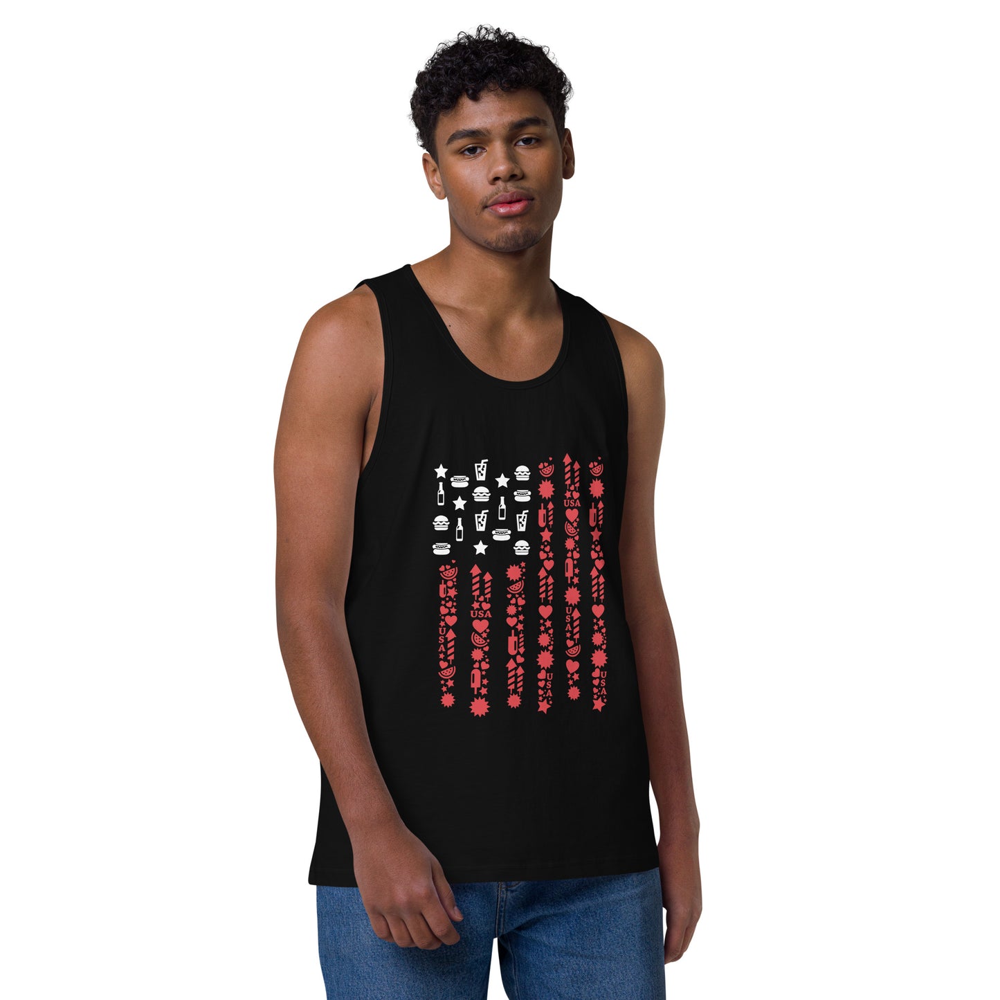 USA Flag Premium Tank Top in Black