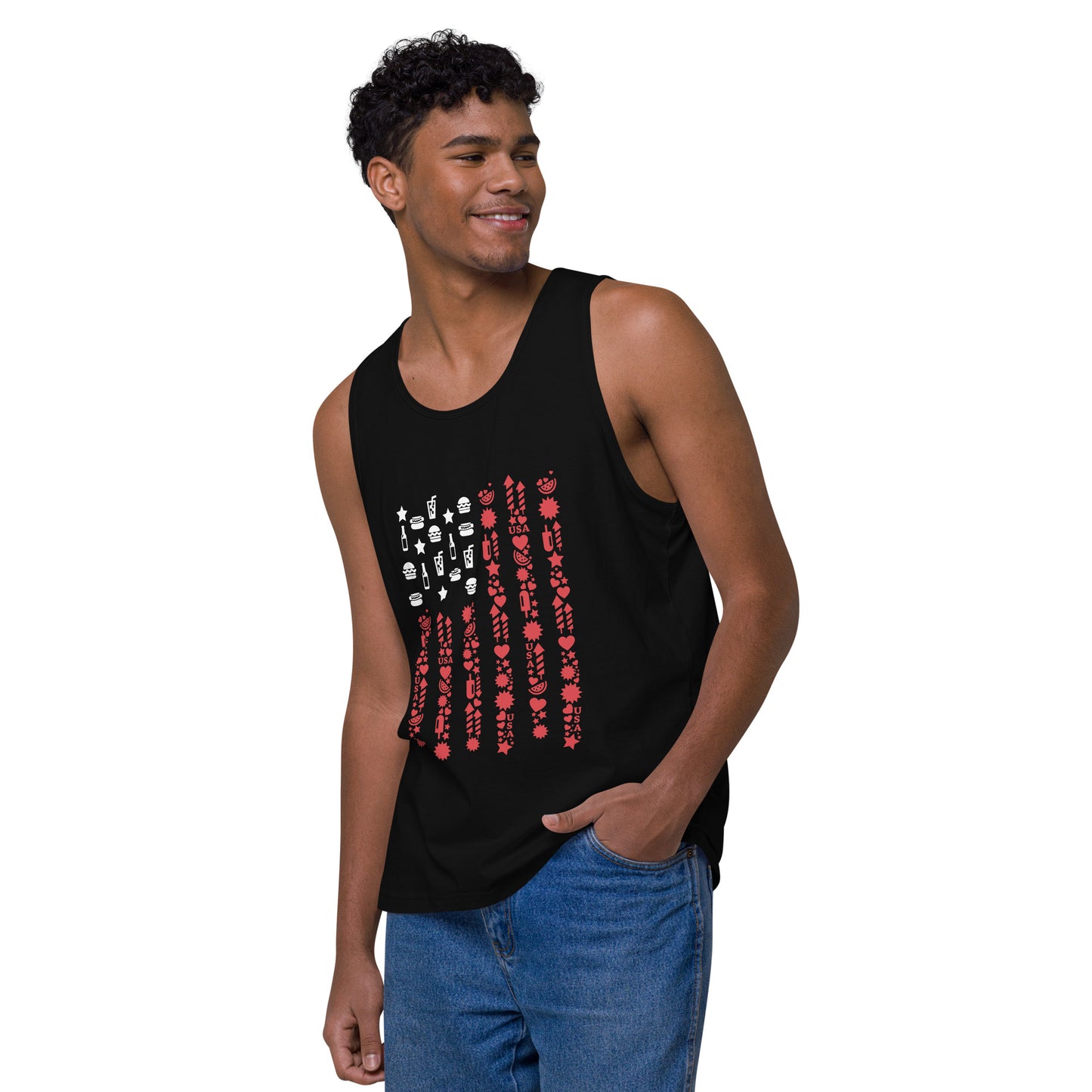 USA Flag Premium Tank Top in Black