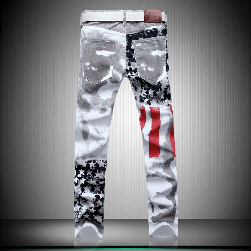 USA Flag Printed Jeans