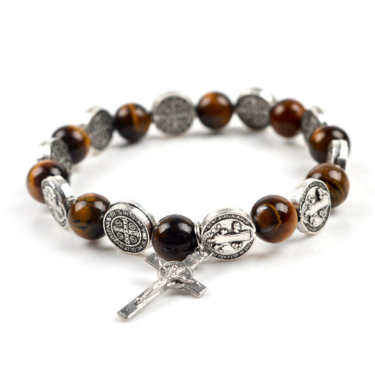 Zinc Alloy Jesus Cross Rosary Bracelet