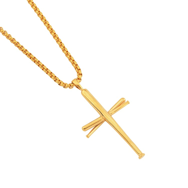 Baseball Bat Cross Necklace