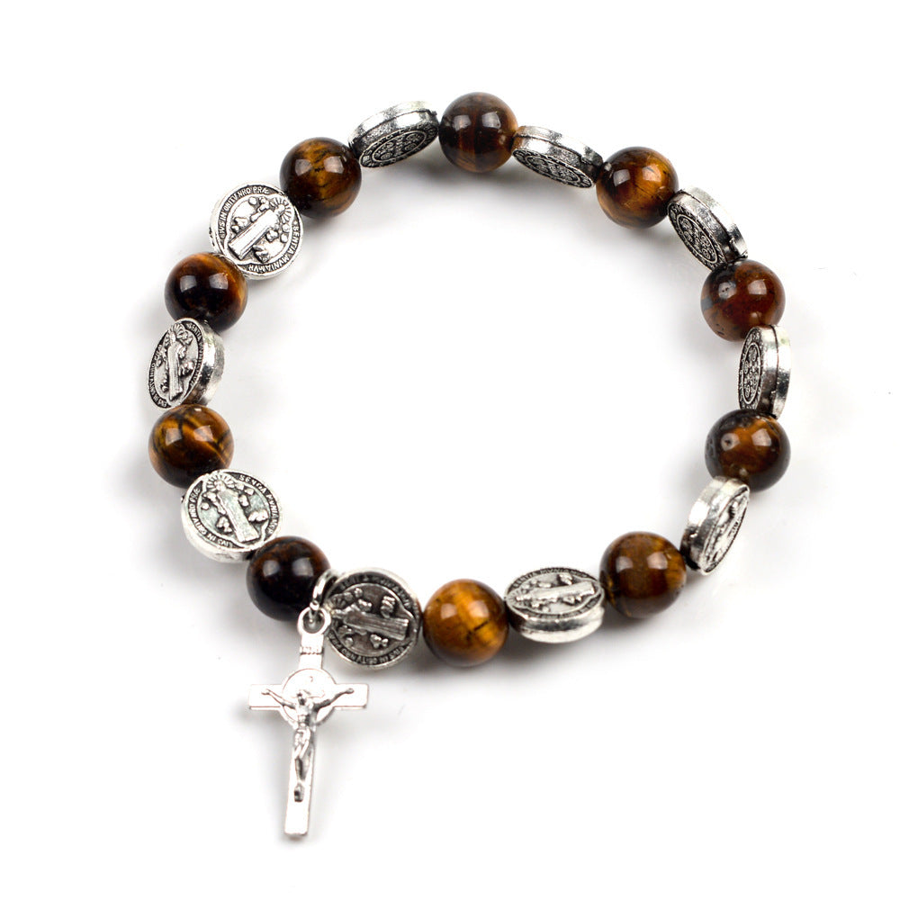 Zinc Alloy Jesus Cross Rosary Bracelet