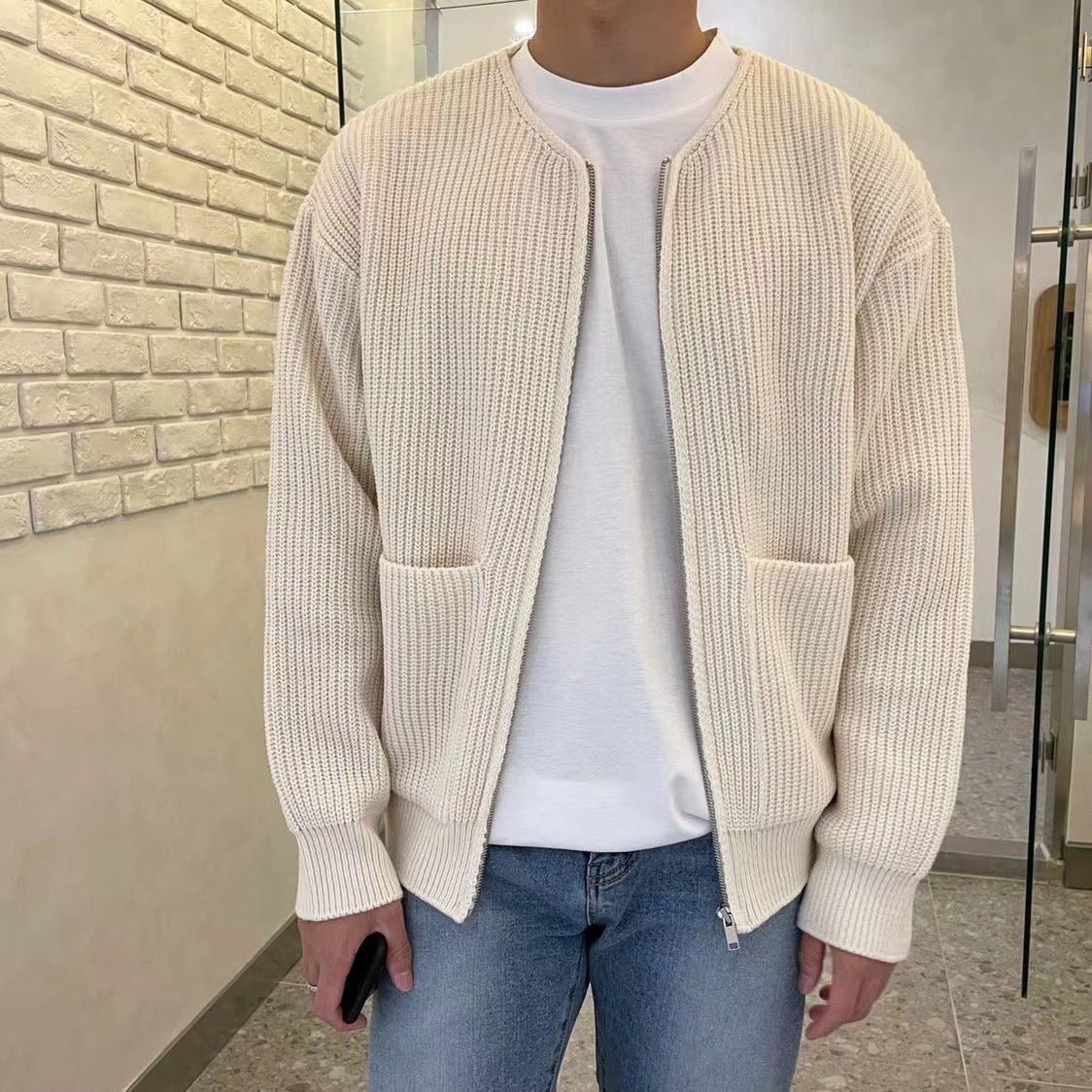 Zipped Knitted Sweatshirt