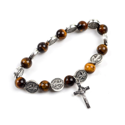 Zinc Alloy Jesus Cross Rosary Bracelet