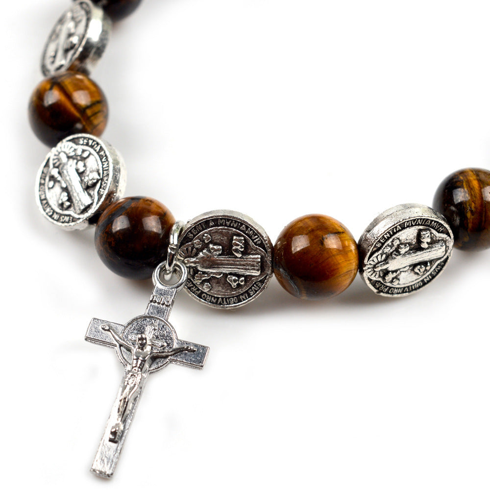 Zinc Alloy Jesus Cross Rosary Bracelet