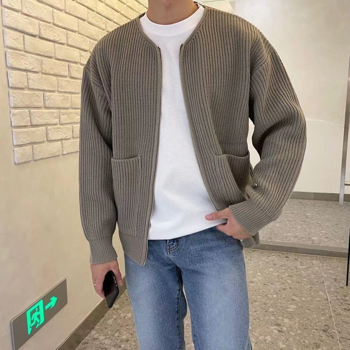 Zipped Knitted Sweatshirt