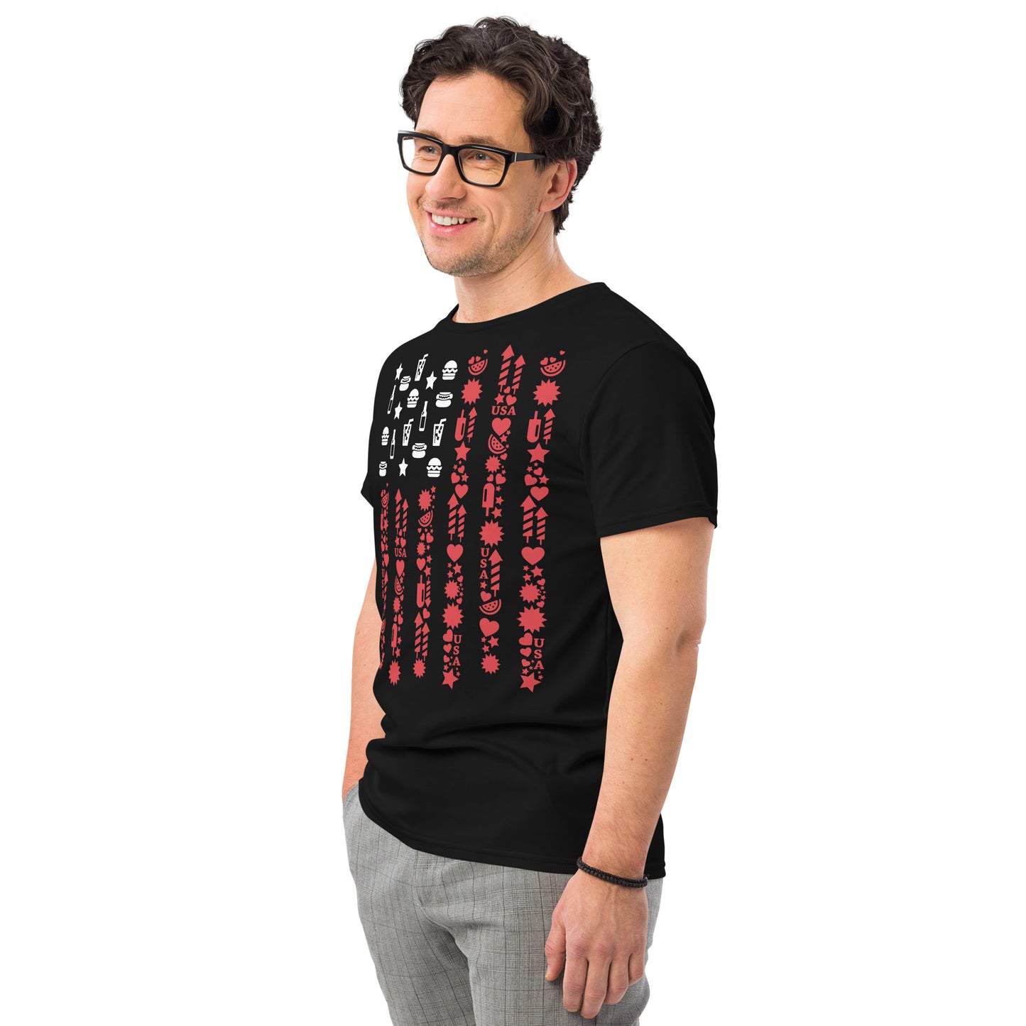 Men's USA Flag Premium Cotton T-shirt in Black