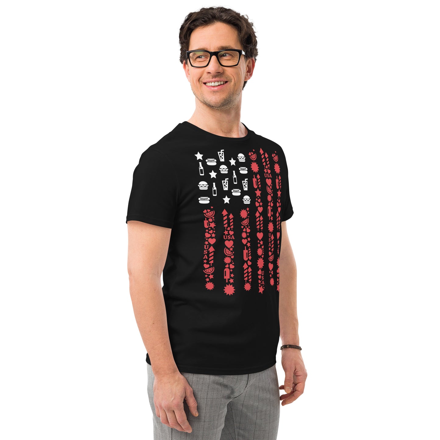 Men's USA Flag Premium Cotton T-shirt in Black