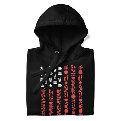 USA Flag Unisex Hoodie in Black