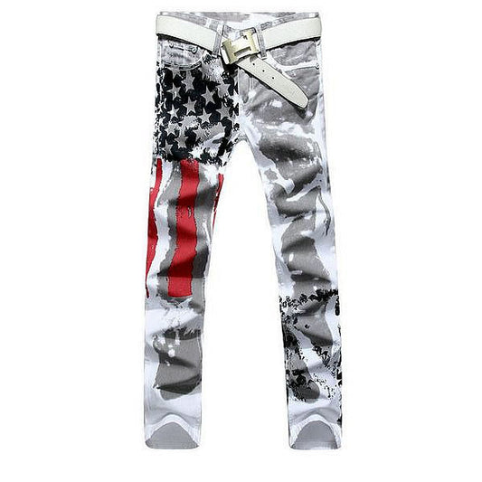 USA Flag Printed Jeans