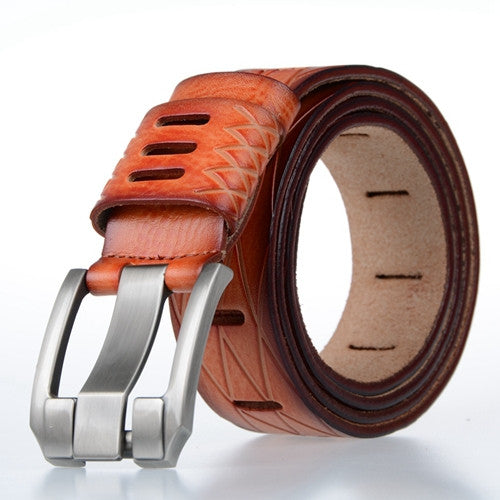 Designer 100% Luxury Leather Belt - Orange
